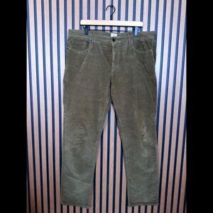 Faherty Pants 36 x 31 Mens Green Corduroy Straight Stretch 5-Pocket